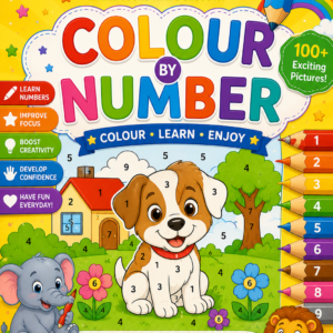 kidyoo premium color by number activity book for kids age 3–6 years | 200+ pages | designed using preschool learning principles | color recognition, number learning, brain boosting activities, creative coloring, concentration building & early learning development